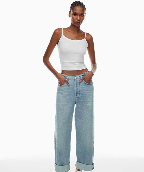 Cuffed baggy jeans